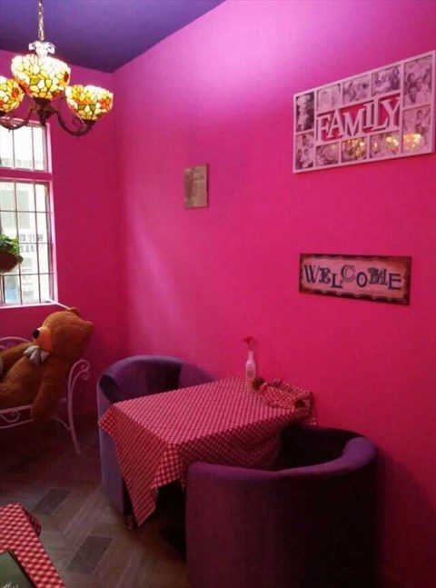 粉色装修饭店粉色餐厅壁纸图片14