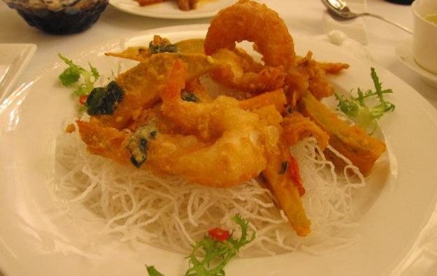 南瓜蟹黄炒虾