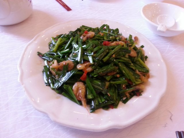 韭菜炒山坑虾