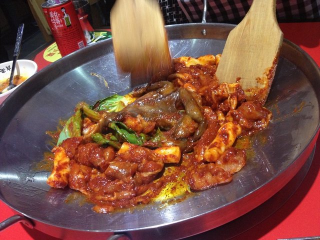 章鱼鸡肉铁板烧